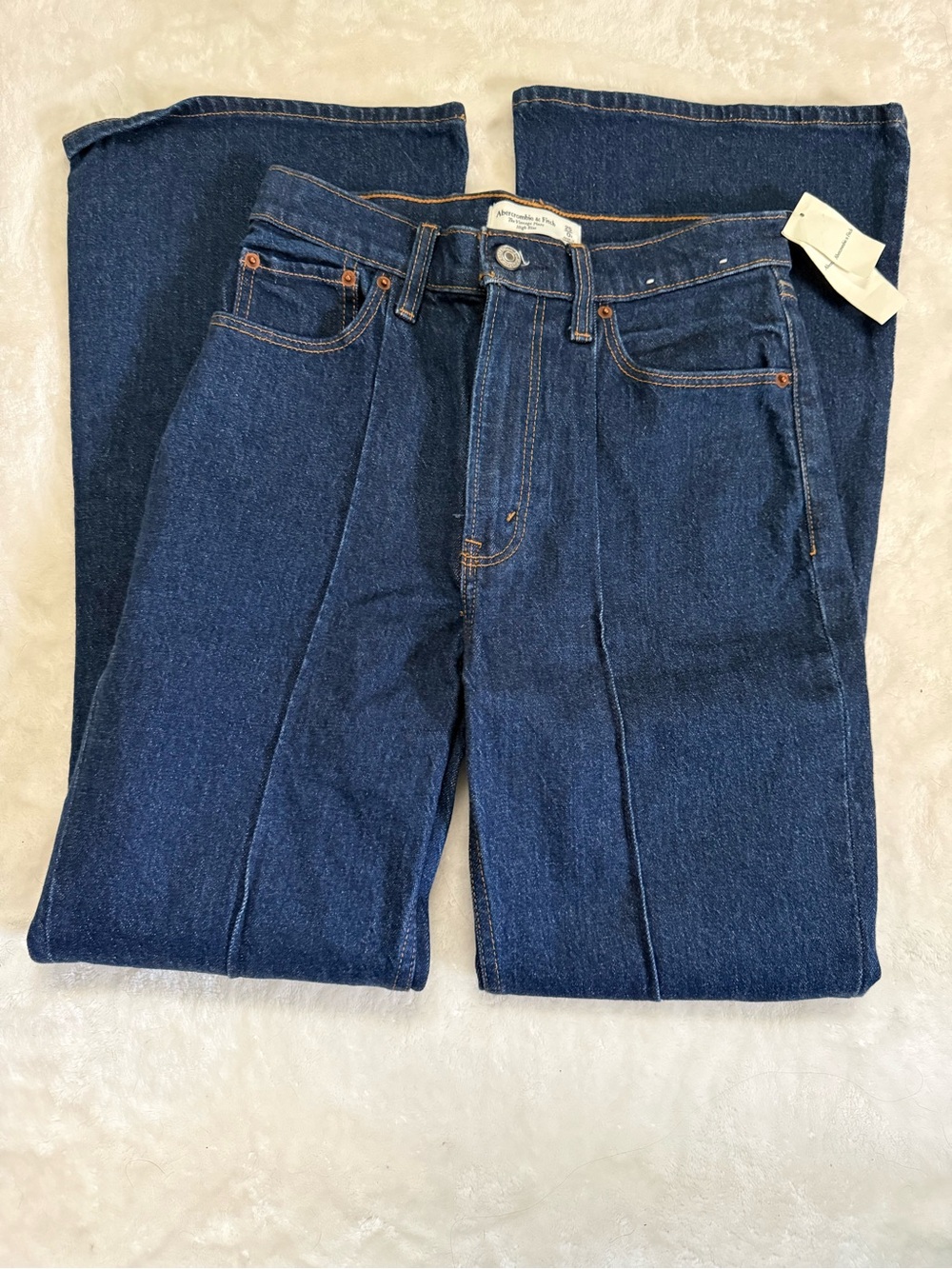 Abercrombie & Fitch Women's Dark Blue Wide-Leg Jeans